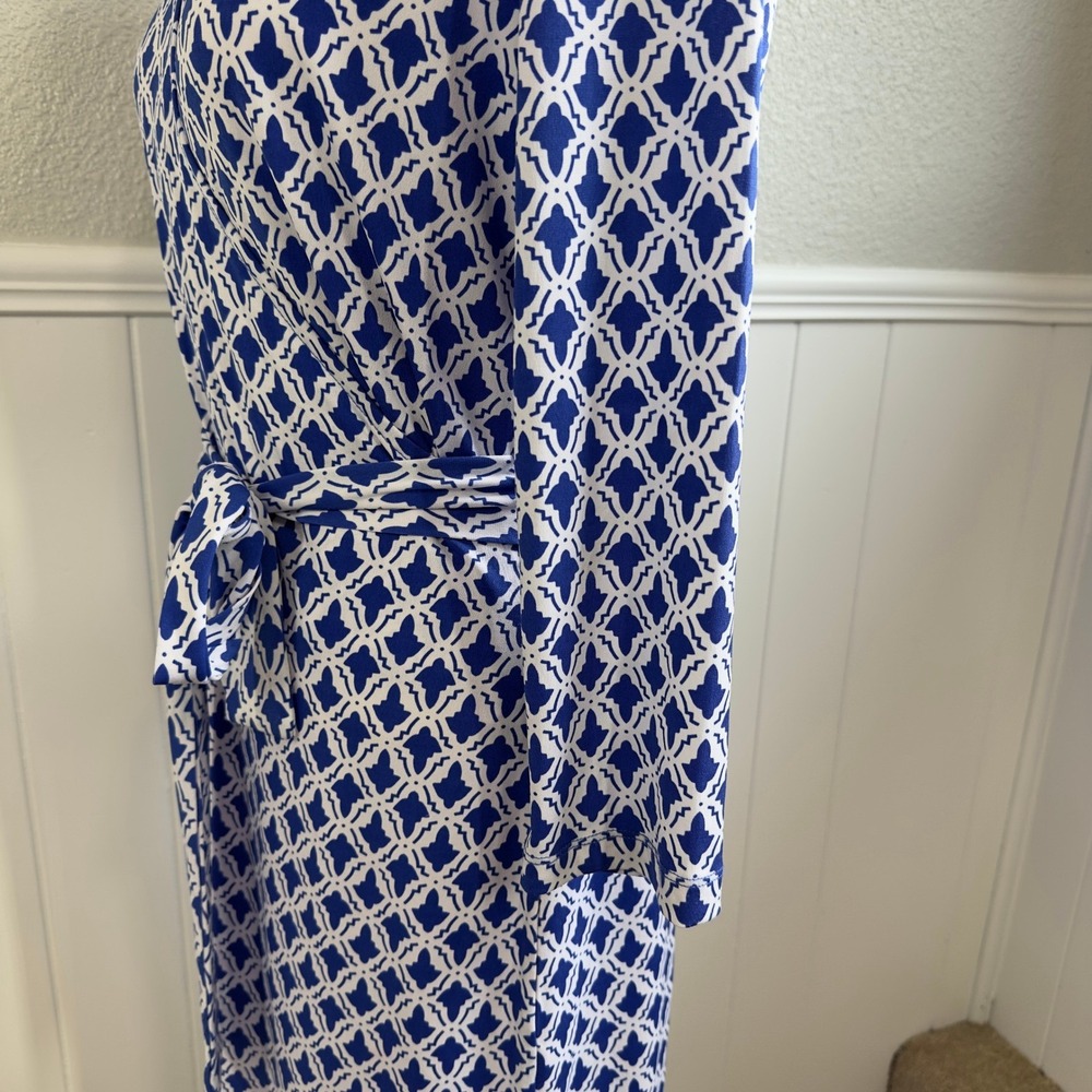 Jones New York Signature Dress Women's Small Geometric V-Neck Crossover Stretch - Picture 13 of 15